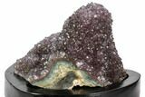 Wide, Purple Amethyst Crystal Cluster On Wood Base - Uruguay #101459-3
